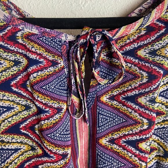 Earthbound Size Large Sheer Maxi Dress Boho Aztec Print Empire Waist Hippie - Picture 8 of 9